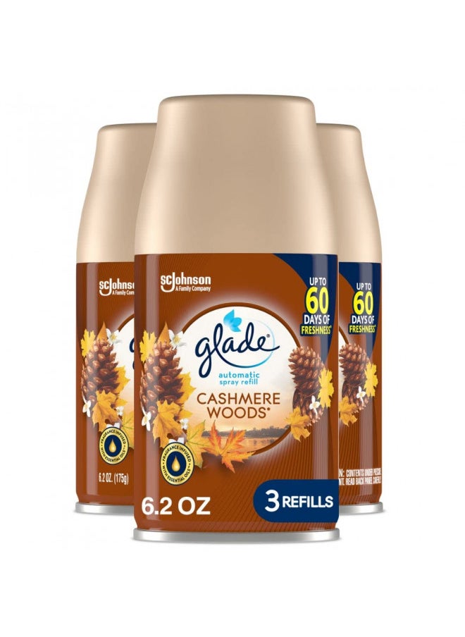 Glade Automatic Spray Refill, Air Freshener for Home and Bathroom, Cashmere Woods, 6.2 Oz, 3 Count