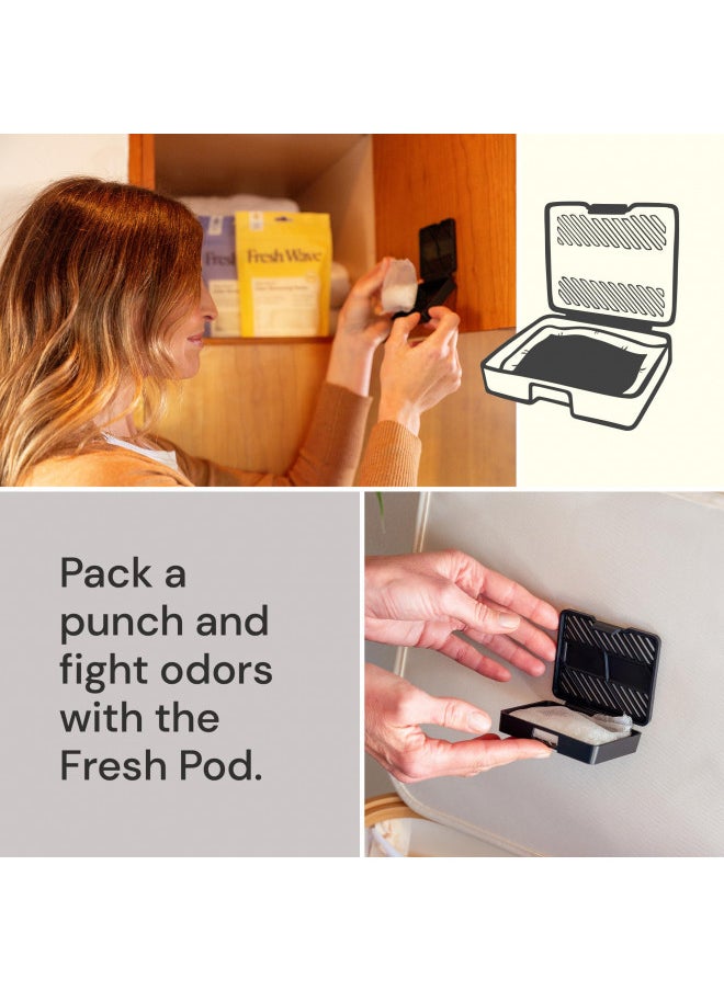 Fresh Wave Odor Removing Fresh Pod | 2 Refillable Fresh Pods & 2 Fresh Wave Packs | Safer Odor Relief | Natural Plant-Based Odor Eliminator for Small Spaces | Garbage Cans, Closets & Lockers