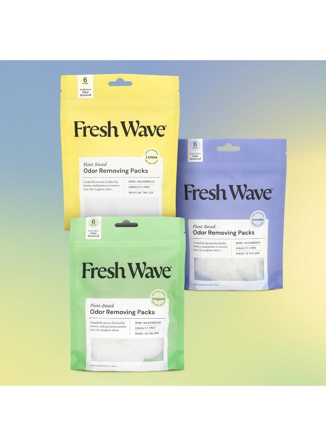 Fresh Wave Odor Removing Fresh Pod | 2 Refillable Fresh Pods & 2 Fresh Wave Packs | Safer Odor Relief | Natural Plant-Based Odor Eliminator for Small Spaces | Garbage Cans, Closets & Lockers