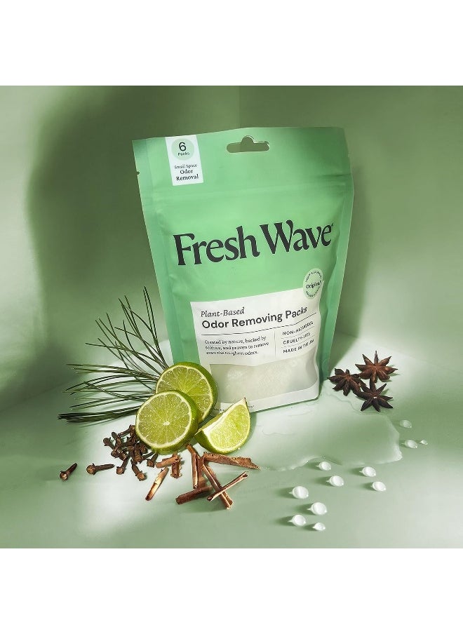 Fresh Wave Odor Removing Fresh Pod | 2 Refillable Fresh Pods & 2 Fresh Wave Packs | Safer Odor Relief | Natural Plant-Based Odor Eliminator for Small Spaces | Garbage Cans, Closets & Lockers