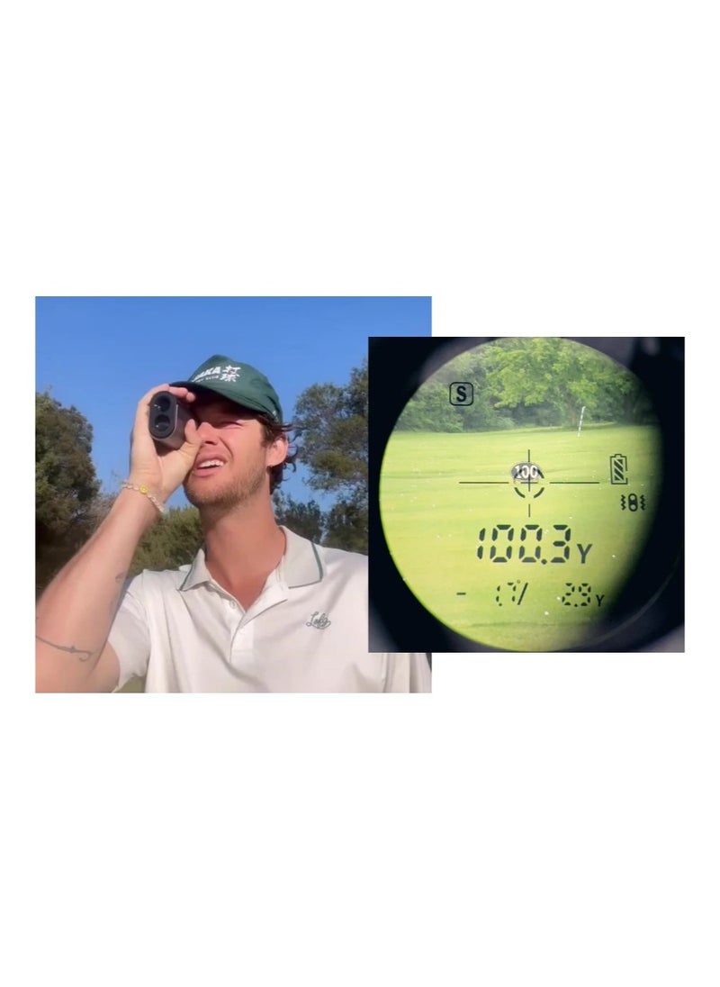 HOTO Golf Rangefinder with Slope, 1100-yard Range, 6X Magnification, Flag Lock, Silicone Eyepiece, Real-time Measurements, Magnetic Attachment, USB-C Charging, Ideal for Golf & Hunting Enthusiasts