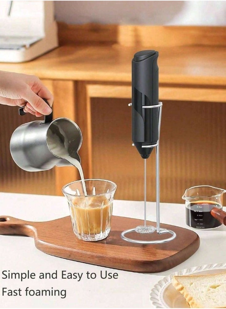 Milk Frother Handheld With Stand Electric Portable Whisk Drink Mixer for Matcha Coffee Hot Chocolate Frappe Latte