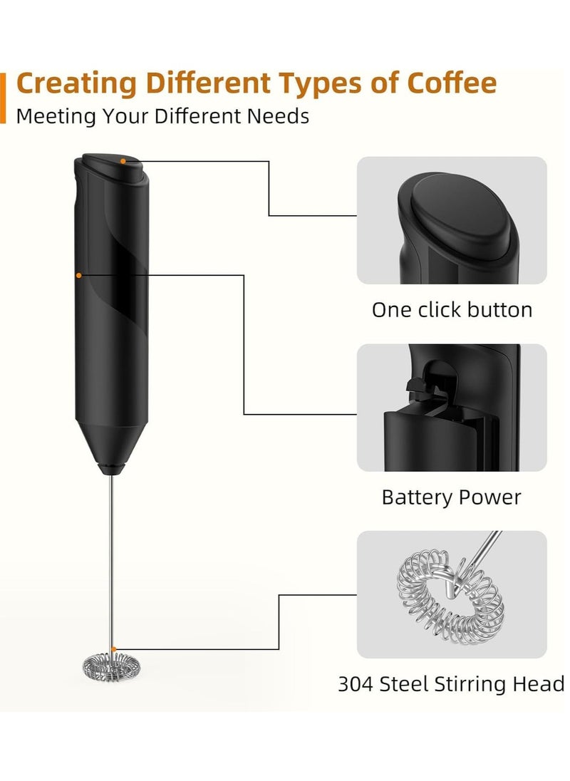 Milk Frother Handheld With Stand Electric Portable Whisk Drink Mixer for Matcha Coffee Hot Chocolate Frappe Latte
