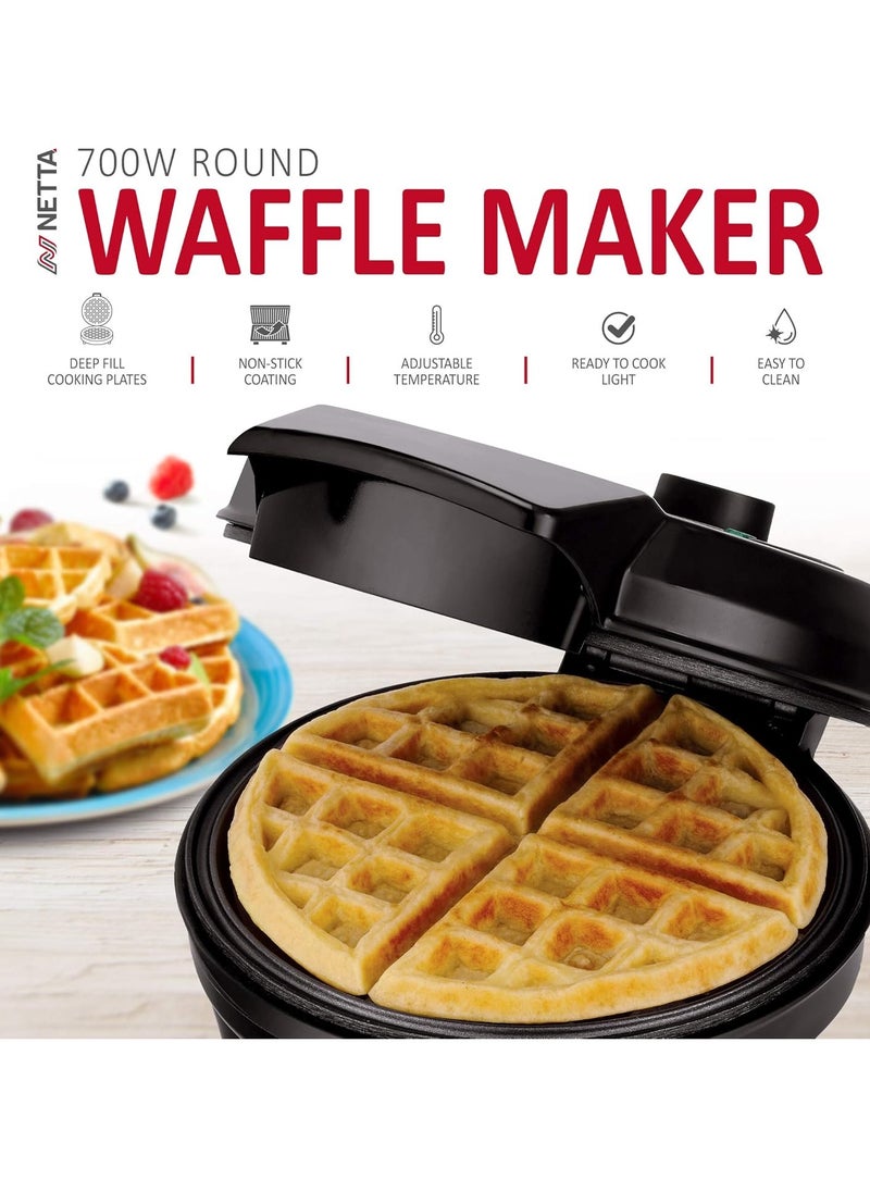 NETTA Waffle Maker Iron Machine – Deep Fill, Adjustable Temperature, Non-Stick Plates, 700W