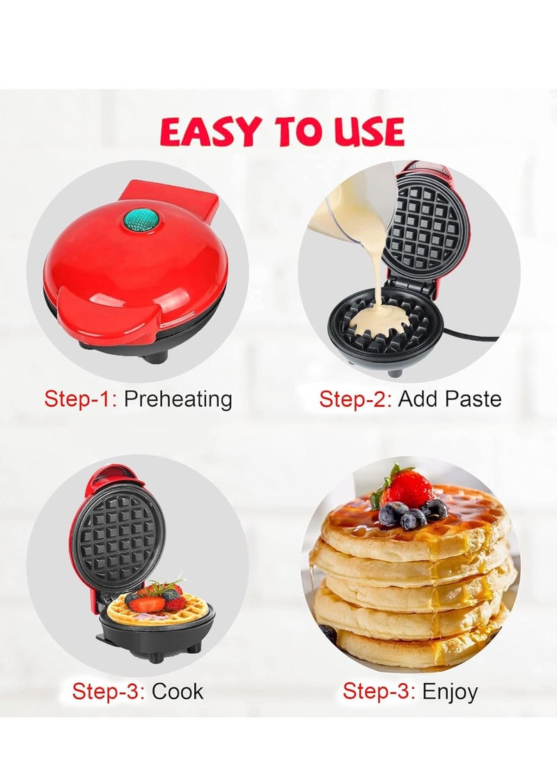 OXNSHEJW Mini Waffle Maker, Non-Stick Pancake Maker with Ready Indicator, Compact 350W