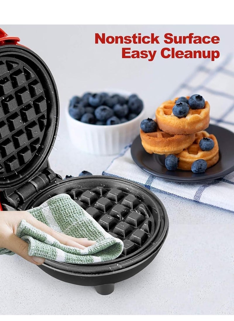 OXNSHEJW Mini Waffle Maker, Non-Stick Pancake Maker with Ready Indicator, Compact 350W