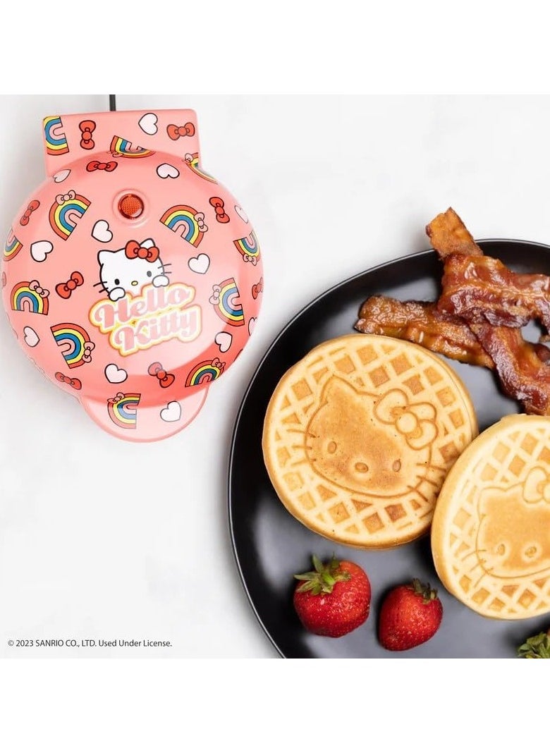 Hello Kitty Waffle Maker – Makes Adorable Waffles, Compact, Non-Stick Plates, Easy to Clean, Dual Indicator Lights