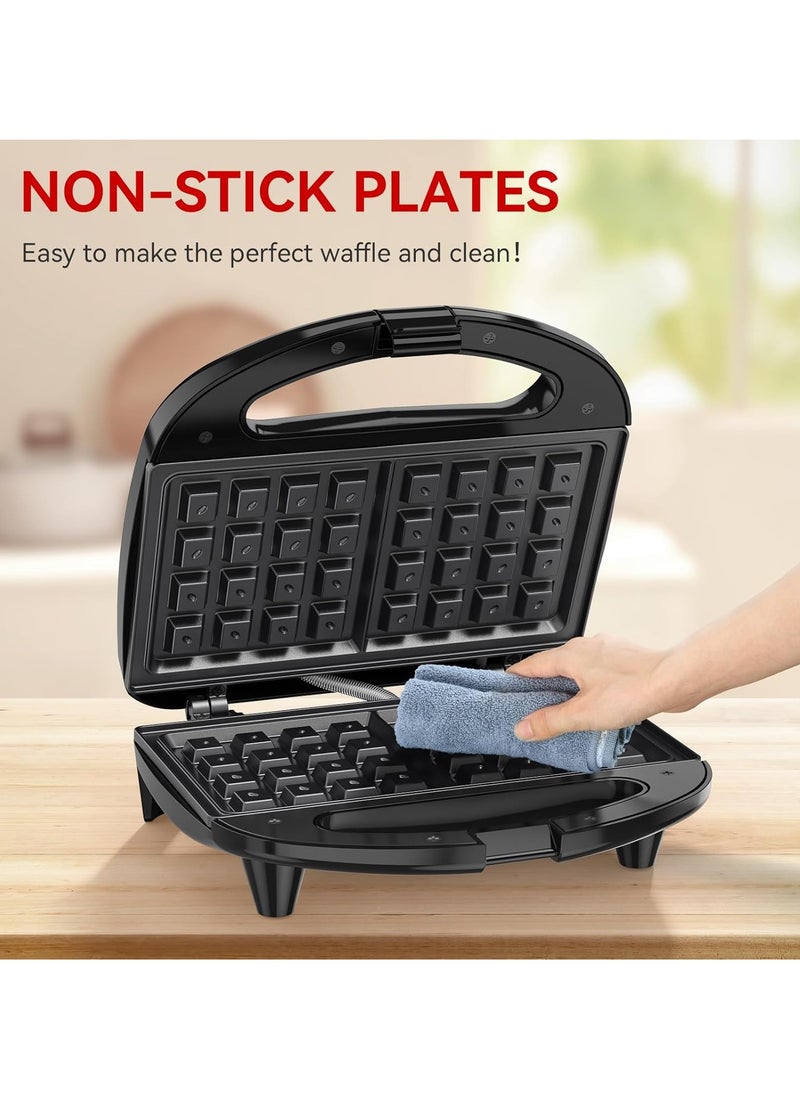 Snailar 2-Slice Waffle Maker – Belgian Waffle Iron, Non-Stick Plates, Indicator Lights, 750W Heating, PFOA Free