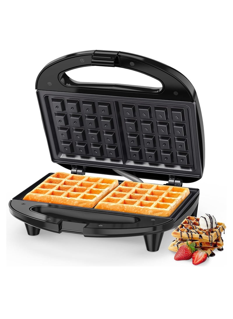 Snailar 2-Slice Waffle Maker – Belgian Waffle Iron, Non-Stick Plates, Indicator Lights, 750W Heating, PFOA Free