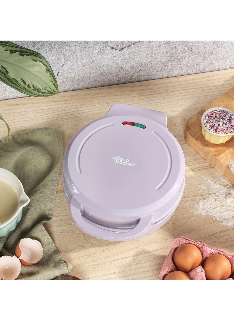 EK6222GSPP Mini Doughnut Maker – Non-Stick Plates for 7 Homemade Donuts, Easy Clean, Indicator Lights, 1000W, Purple