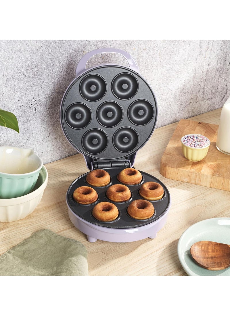 EK6222GSPP Mini Doughnut Maker – Non-Stick Plates for 7 Homemade Donuts, Easy Clean, Indicator Lights, 1000W, Purple