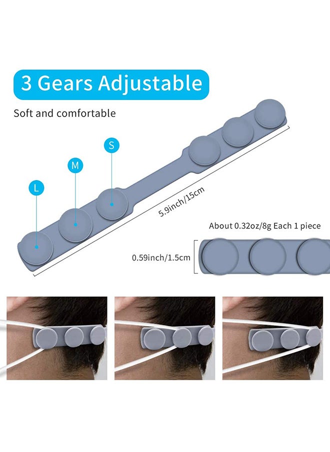 8-Piece Adjustable Pain Relief Silicone Mask Strap Extenders Ear Hook Blue