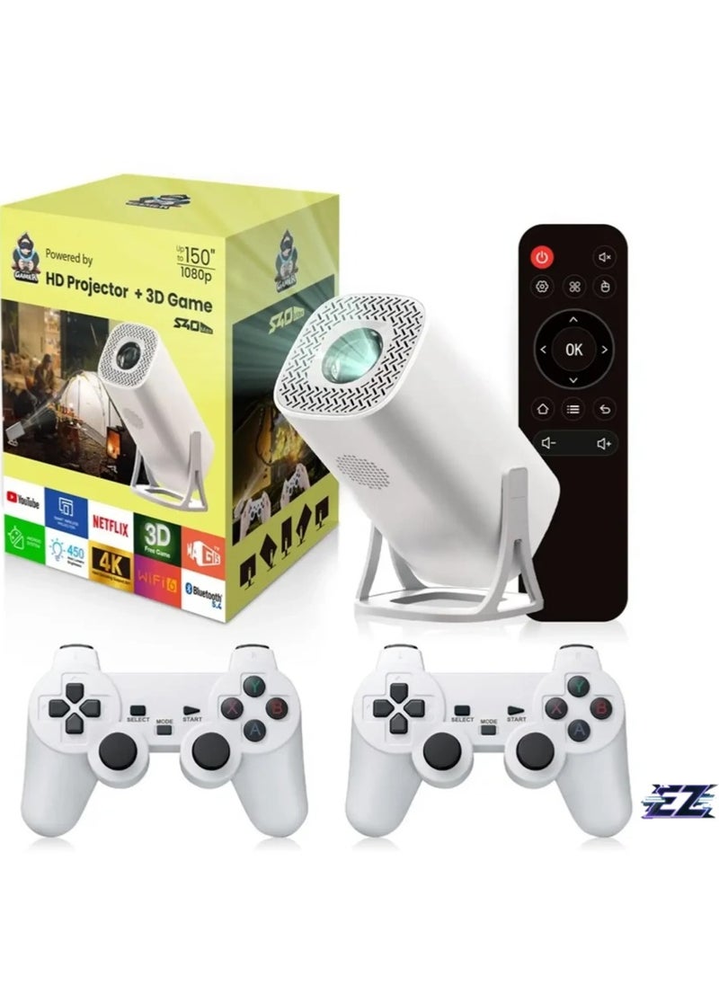 Eltrazone S40 Max 2-in-1 Smart Projector & Gaming Console | Android 11, 4K HD, WiFi 6, Bluetooth 5.0 | Home Theater Projector with US Plug