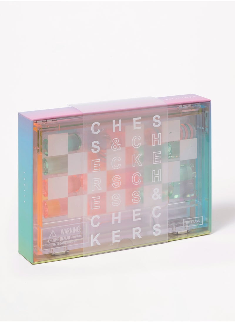 Mini Lucite Chess And Checkers Aurora