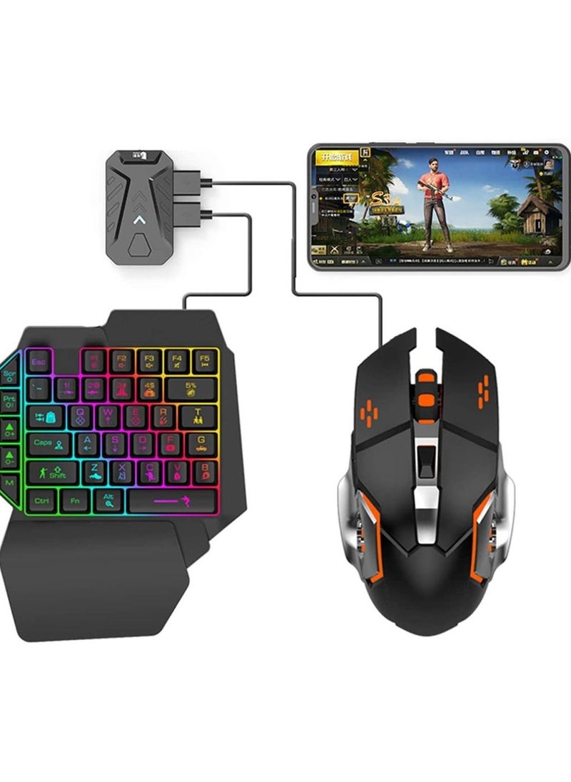 4 In 1 Mobile Game Combo Pack (Mouse & Keyboard Converter, Single Handed Keyboard, Gaming Mouse)