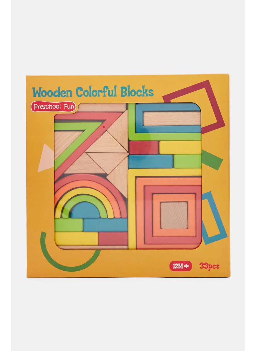 Wooden Colorful Blocks, Tan Combo