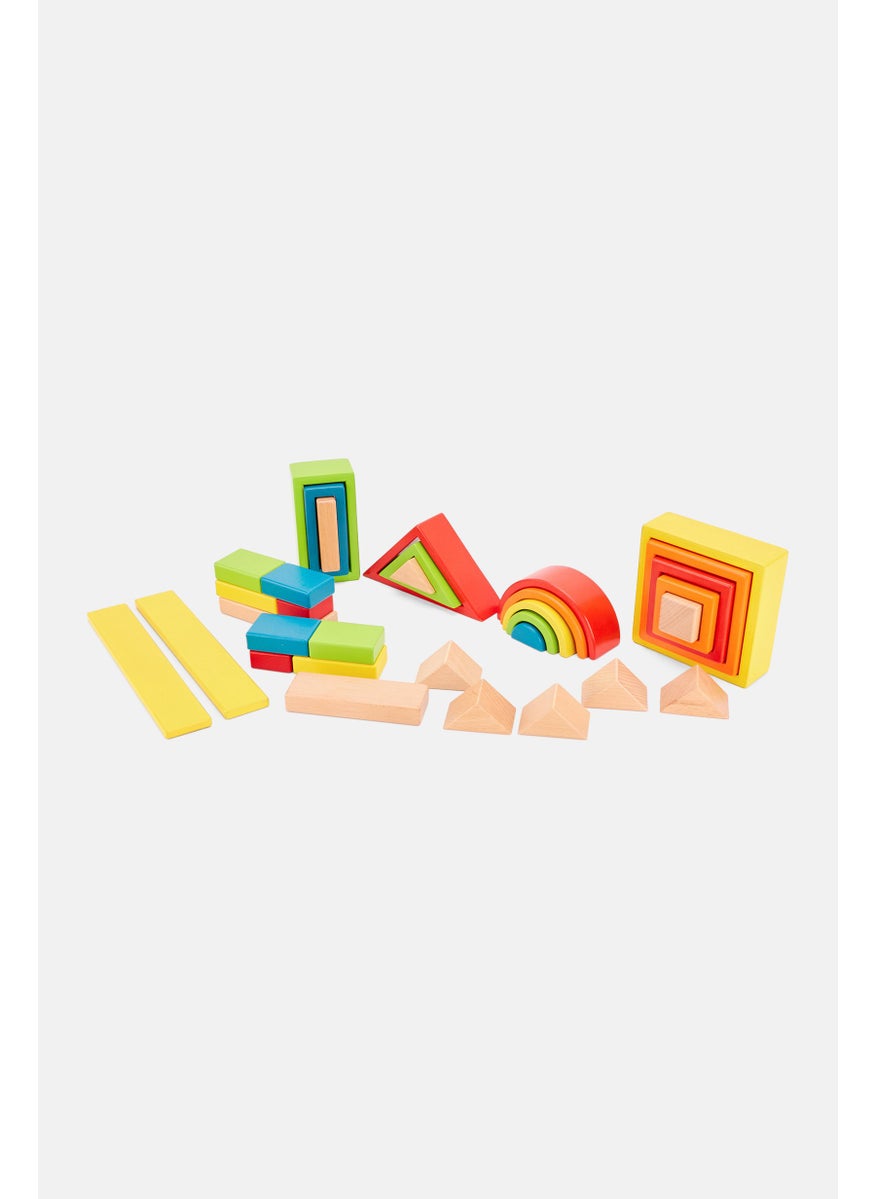 Wooden Colorful Blocks, Tan Combo