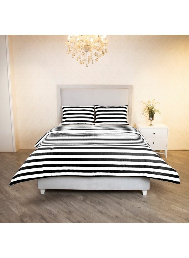 Malta 3-Pieces Stripe Printed Cotton Twin Duvet Cover Set 150 x 220 cm