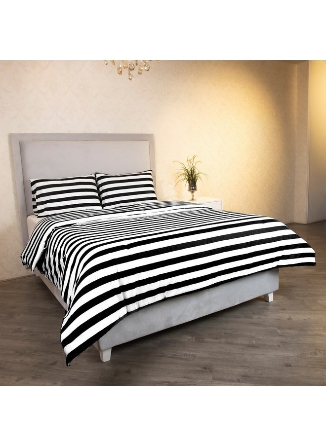 Malta 3-Pieces Stripe Printed Cotton Twin Duvet Cover Set 150 x 220 cm