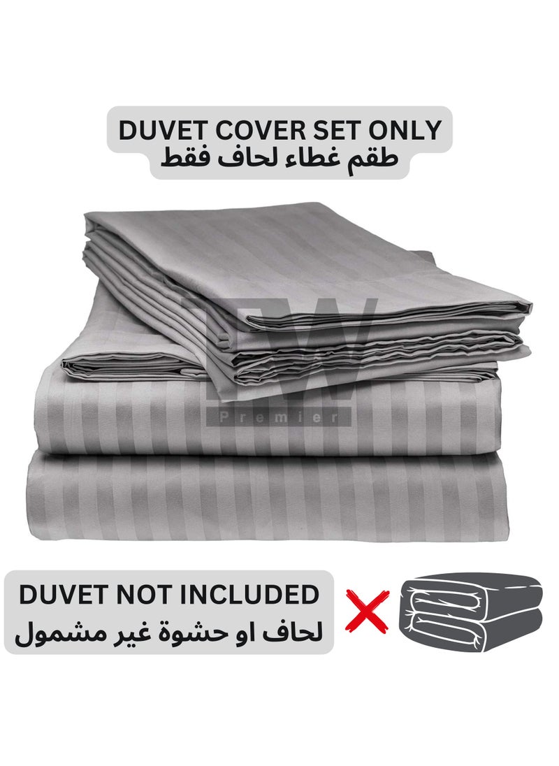 TW Premier Hotel Duvet Cover Stripe 240x260cm King Size 6 Pcs Set, 1 Duvet Cover 260x240cm (Without Filling), 1 Fitted Sheet 200x200+30cm, 2 Pillow Cases 50x75+5cm, 2 Pillow Cases 50x75cm