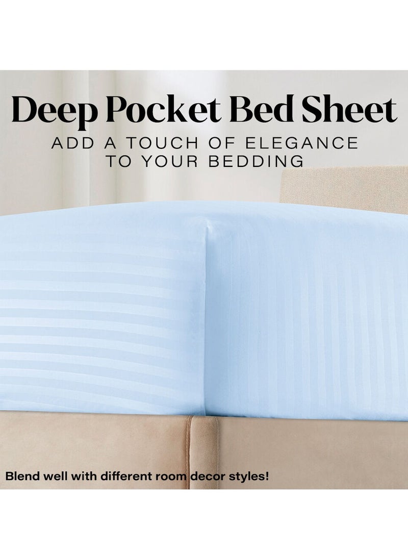 TW Premier Hotel Duvet Cover Stripe 240x260cm King Size 6 Pcs Set, 1 Duvet Cover 260x240cm (Without Filling), 1 Fitted Sheet 200x200+30cm, 2 Pillow Cases 50x75+5cm, 2 Pillow Cases 50x75cm
