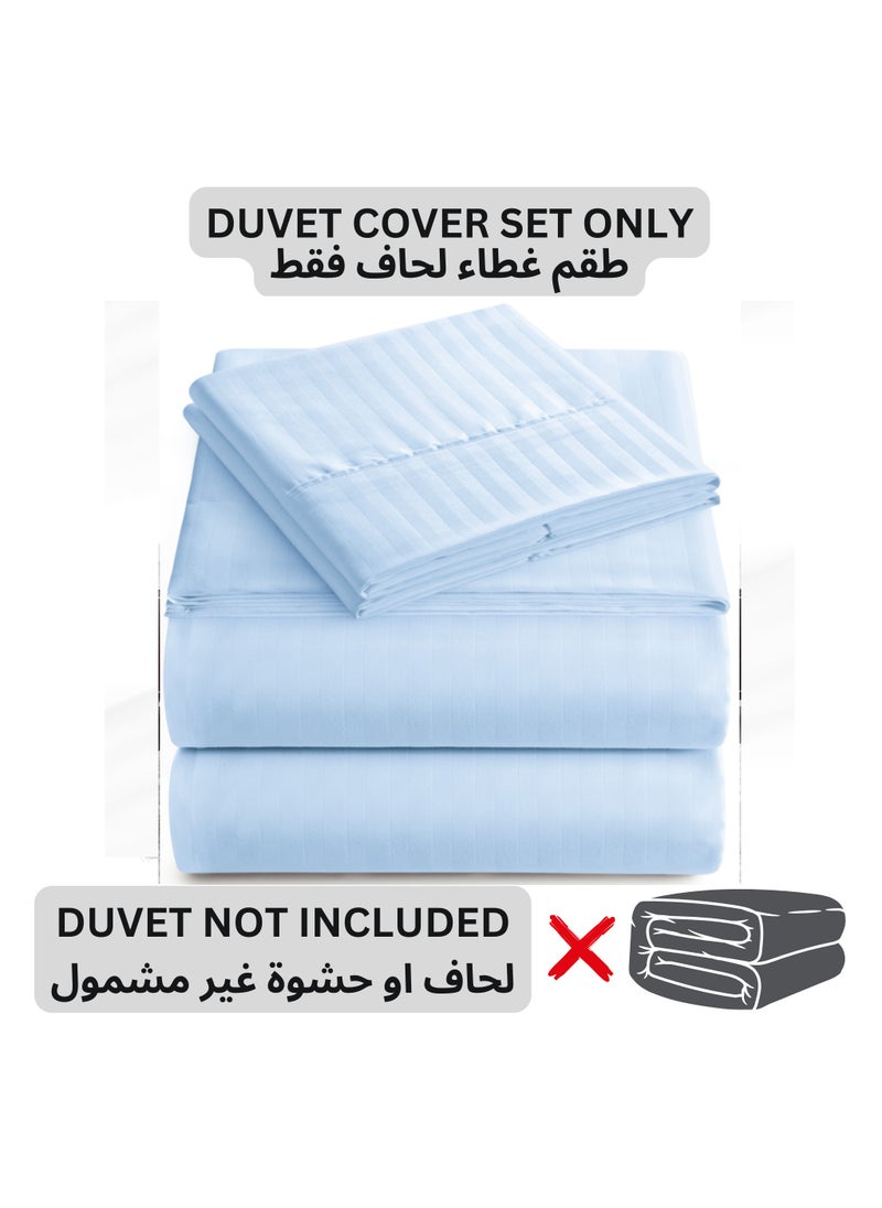 TW Premier Hotel Duvet Cover Stripe 240x260cm King Size 6 Pcs Set, 1 Duvet Cover 260x240cm (Without Filling), 1 Fitted Sheet 200x200+30cm, 2 Pillow Cases 50x75+5cm, 2 Pillow Cases 50x75cm