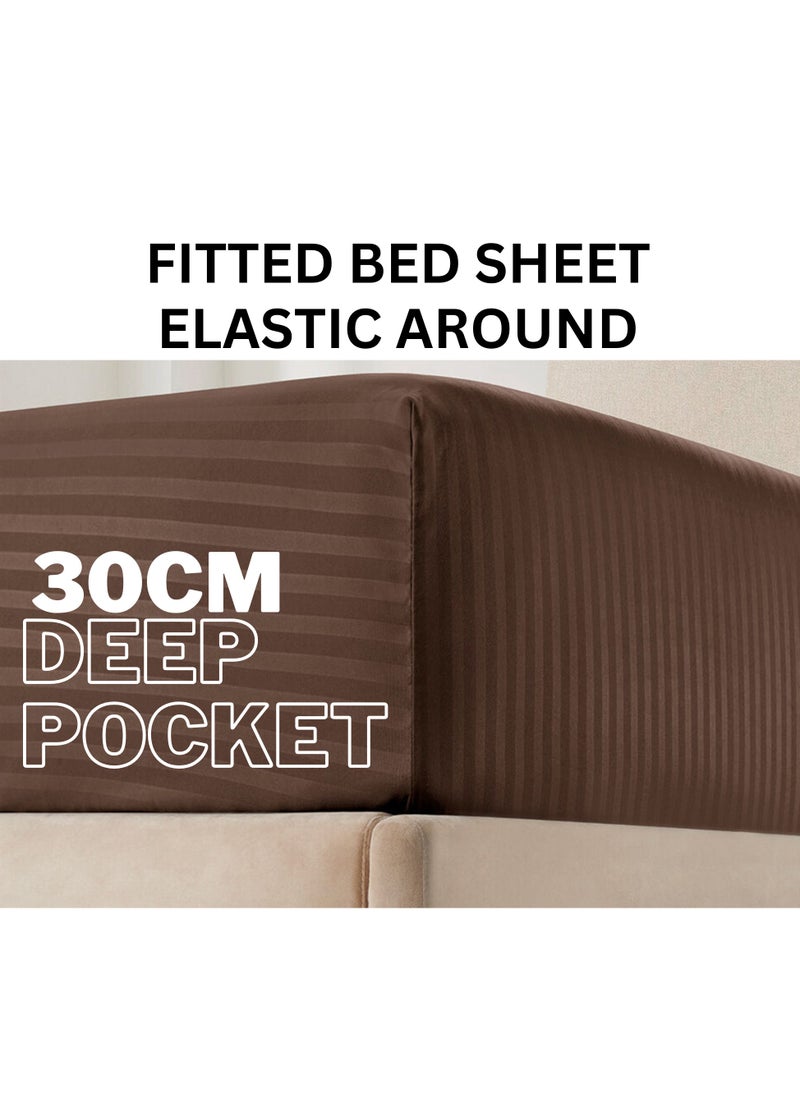 TW Premier Hotel Duvet Cover Stripe 240x260cm King Size 6 Pcs Set, 1 Duvet Cover 260x240cm (Without Filling), 1 Fitted Sheet 200x200+30cm, 2 Pillow Cases 50x75+5cm, 2 Pillow Cases 50x75cm