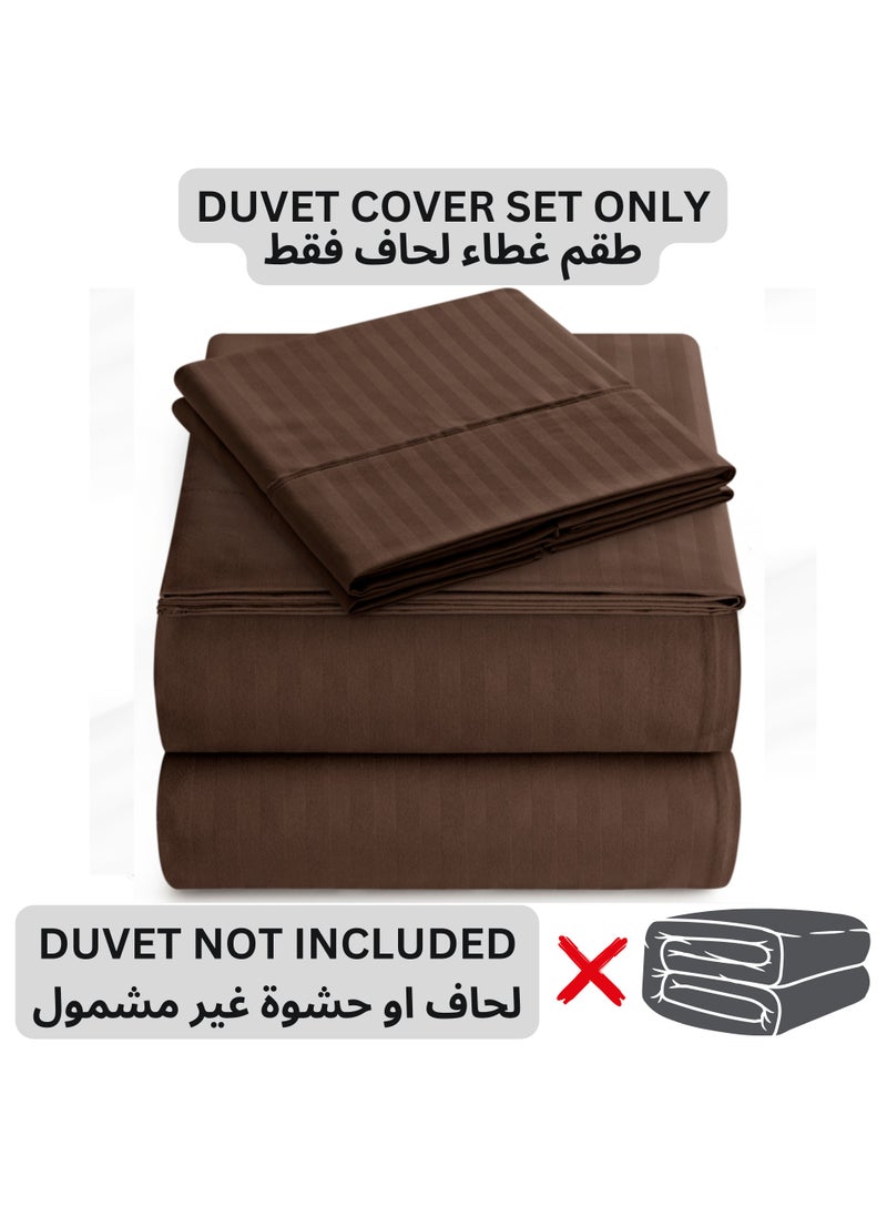 TW Premier Hotel Duvet Cover Stripe 240x260cm King Size 6 Pcs Set, 1 Duvet Cover 260x240cm (Without Filling), 1 Fitted Sheet 200x200+30cm, 2 Pillow Cases 50x75+5cm, 2 Pillow Cases 50x75cm