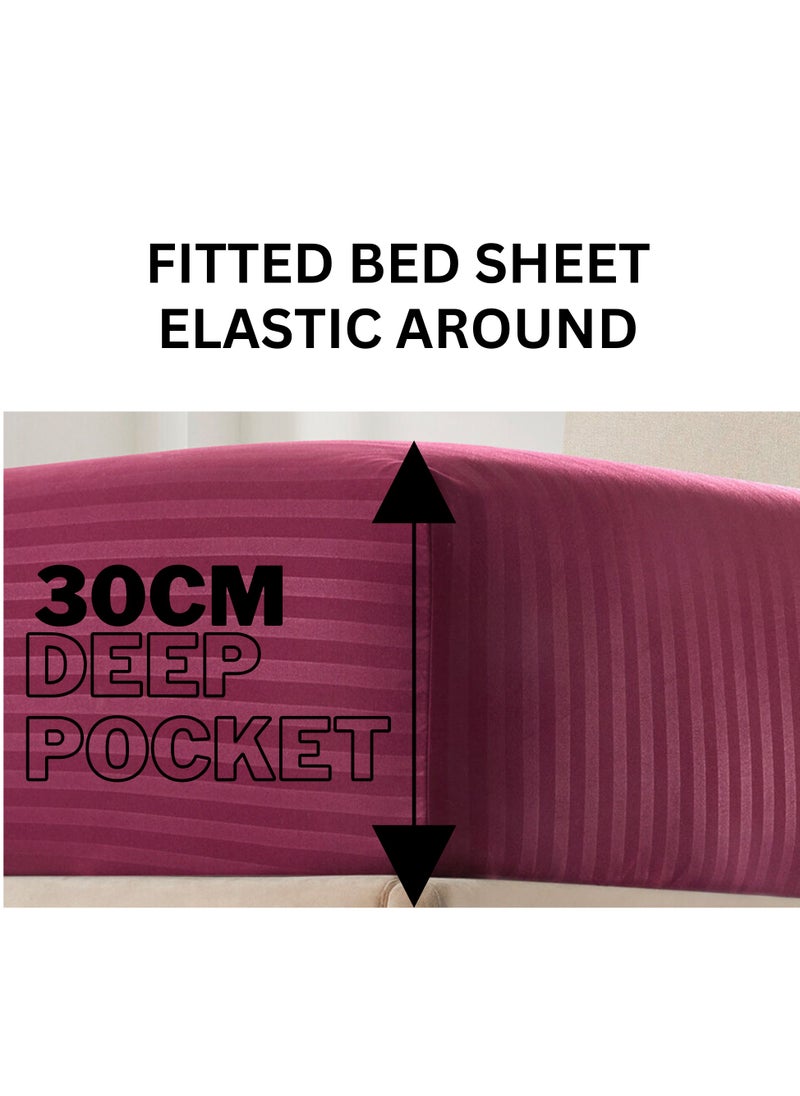 TW Premier Hotel Duvet Cover Stripe 240x260cm King Size 6 Pcs Set, 1 Duvet Cover 260x240cm (Without Filling), 1 Fitted Sheet 200x200+30cm, 2 Pillow Cases 50x75+5cm, 2 Pillow Cases 50x75cm