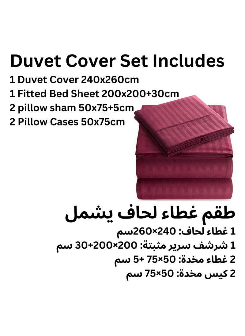 TW Premier Hotel Duvet Cover Stripe 240x260cm King Size 6 Pcs Set, 1 Duvet Cover 260x240cm (Without Filling), 1 Fitted Sheet 200x200+30cm, 2 Pillow Cases 50x75+5cm, 2 Pillow Cases 50x75cm