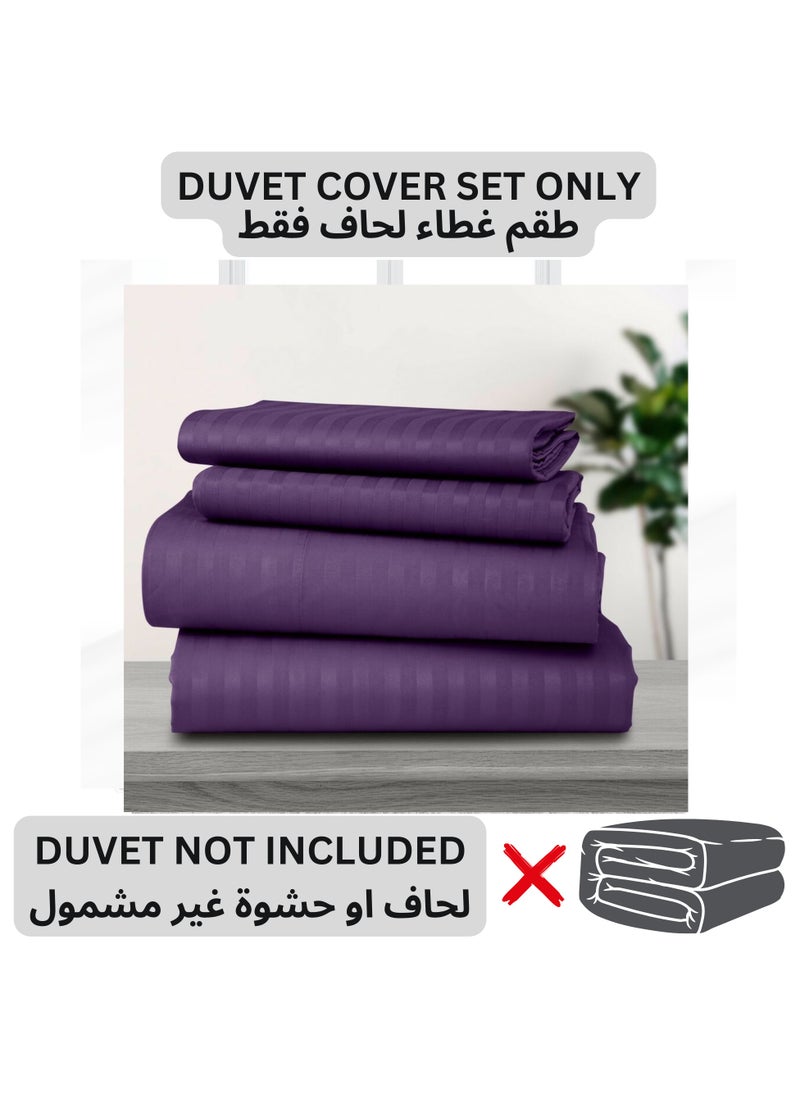 TW Premier Hotel Duvet Cover Stripe 240x260cm King Size 6 Pcs Set, 1 Duvet Cover 260x240cm (Without Filling), 1 Fitted Sheet 200x200+30cm, 2 Pillow Cases 50x75+5cm, 2 Pillow Cases 50x75cm