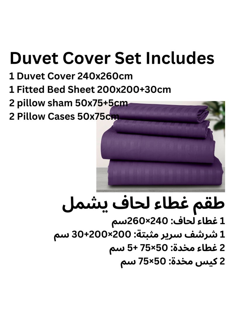 TW Premier Hotel Duvet Cover Stripe 240x260cm King Size 6 Pcs Set, 1 Duvet Cover 260x240cm (Without Filling), 1 Fitted Sheet 200x200+30cm, 2 Pillow Cases 50x75+5cm, 2 Pillow Cases 50x75cm