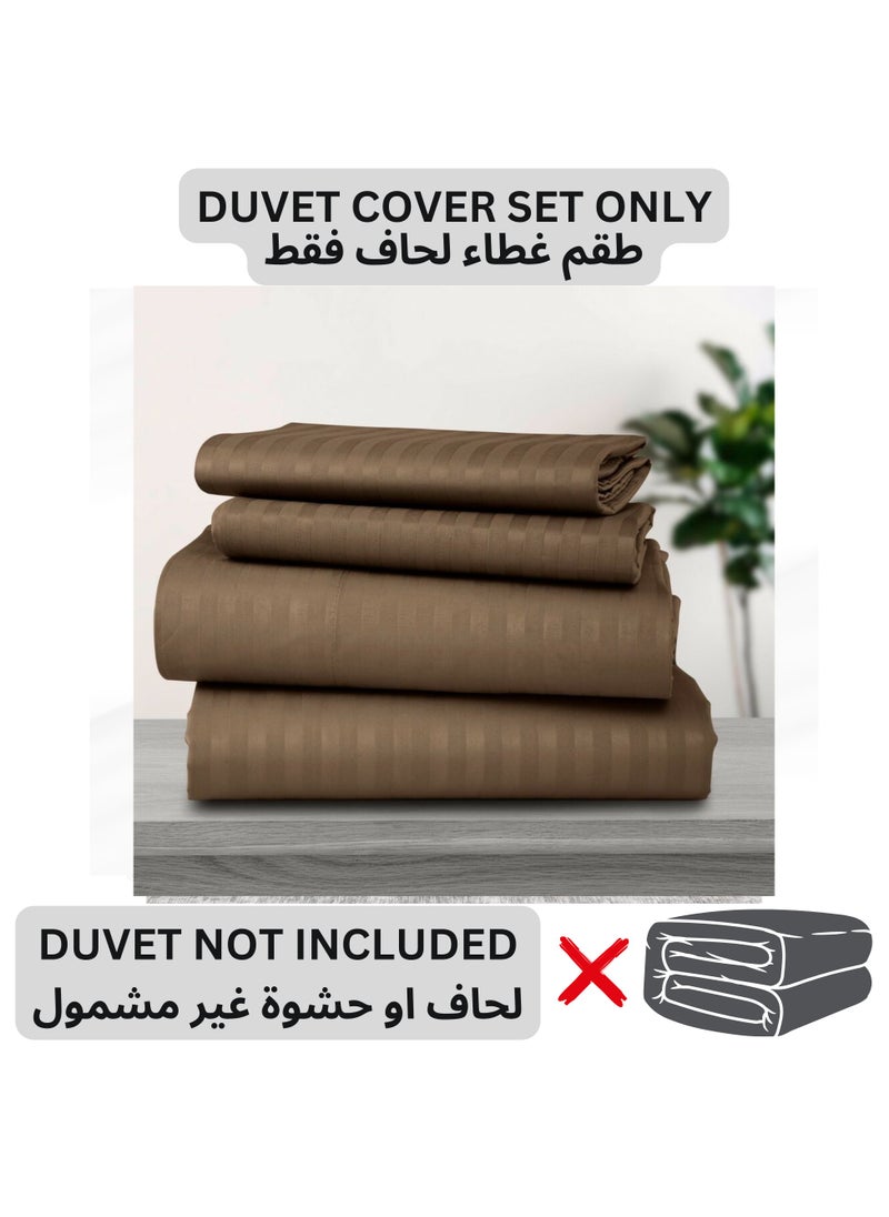 TW Premier Hotel Duvet Cover Stripe 240x260cm King Size 6 Pcs Set, 1 Duvet Cover 260x240cm (Without Filling), 1 Fitted Sheet 200x200+30cm, 2 Pillow Cases 50x75+5cm, 2 Pillow Cases 50x75cm