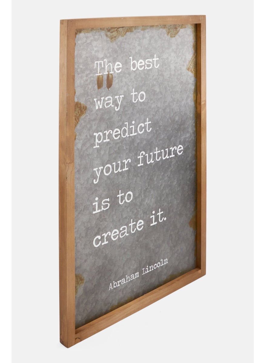 Galvanized Iron Abraham Lincoln Quote Wall Art 58 x 38 cm, Charcoal