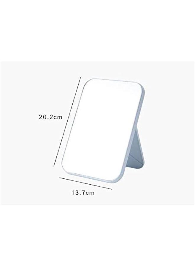 HD Makeup Mirror Desktop Simple Dressing Mirror Square Princess Mirror Simple Folding Makeup Mirror 1PCS (Light Blue)