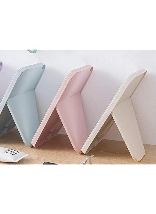 HD Makeup Mirror Desktop Simple Dressing Mirror Square Princess Mirror Simple Folding Makeup Mirror 1PCS (Light Blue)