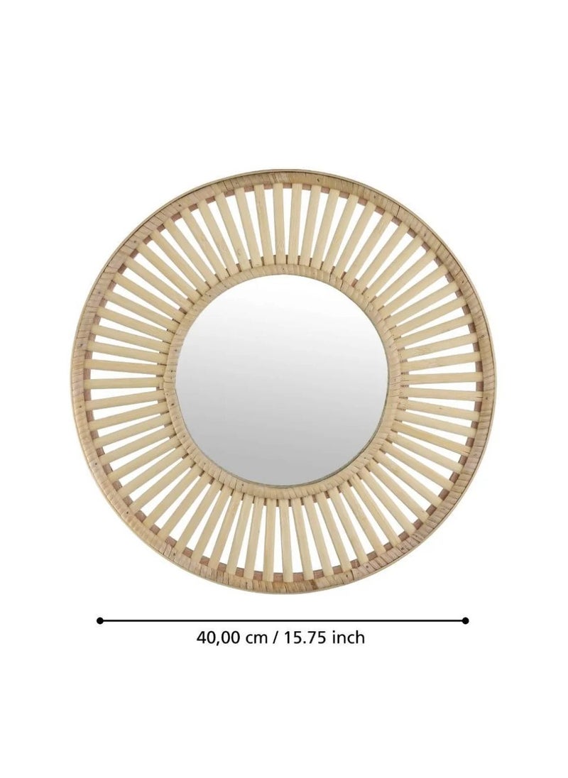 Mitsuke Mirror - Natural Wood and Mirror, 40 cm Diameter