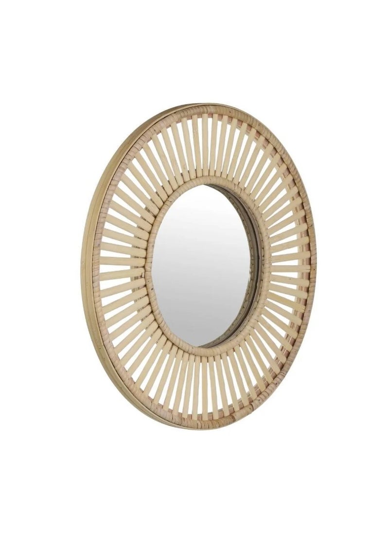 Mitsuke Mirror - Natural Wood and Mirror, 40 cm Diameter