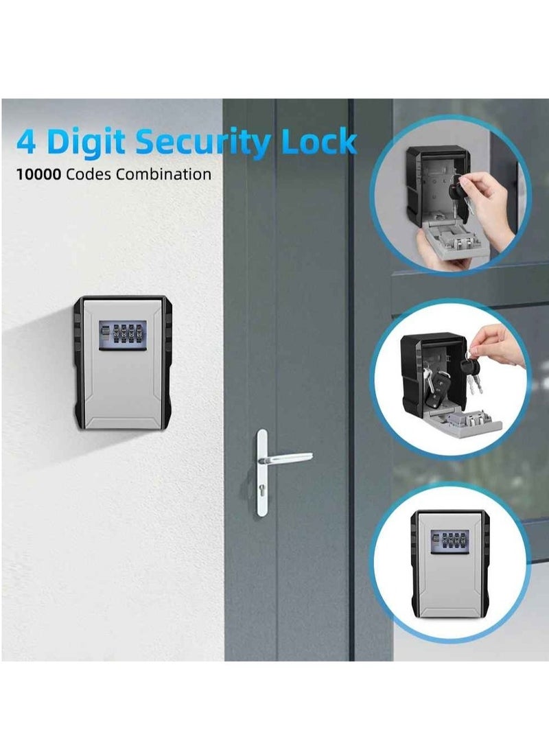 Key Safe Box, 4 Digit Combination Key Box, Wall Mounted Large Capacity Key Security Box, Waterproof Anti Theft Key Storage Box With Resettable Code, (1pc, Super Large Size)