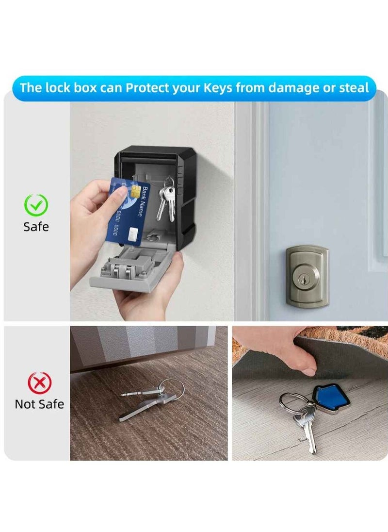 Key Safe Box, 4 Digit Combination Key Box, Wall Mounted Large Capacity Key Security Box, Waterproof Anti Theft Key Storage Box With Resettable Code, (1pc, Super Large Size)