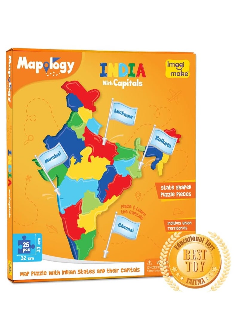 Imagimake: Mapology India With State Capitals –Learn Indian States Along With Capital- Fun Jigsaw Puzzle – Educational Toy For Kids Above 5 Years