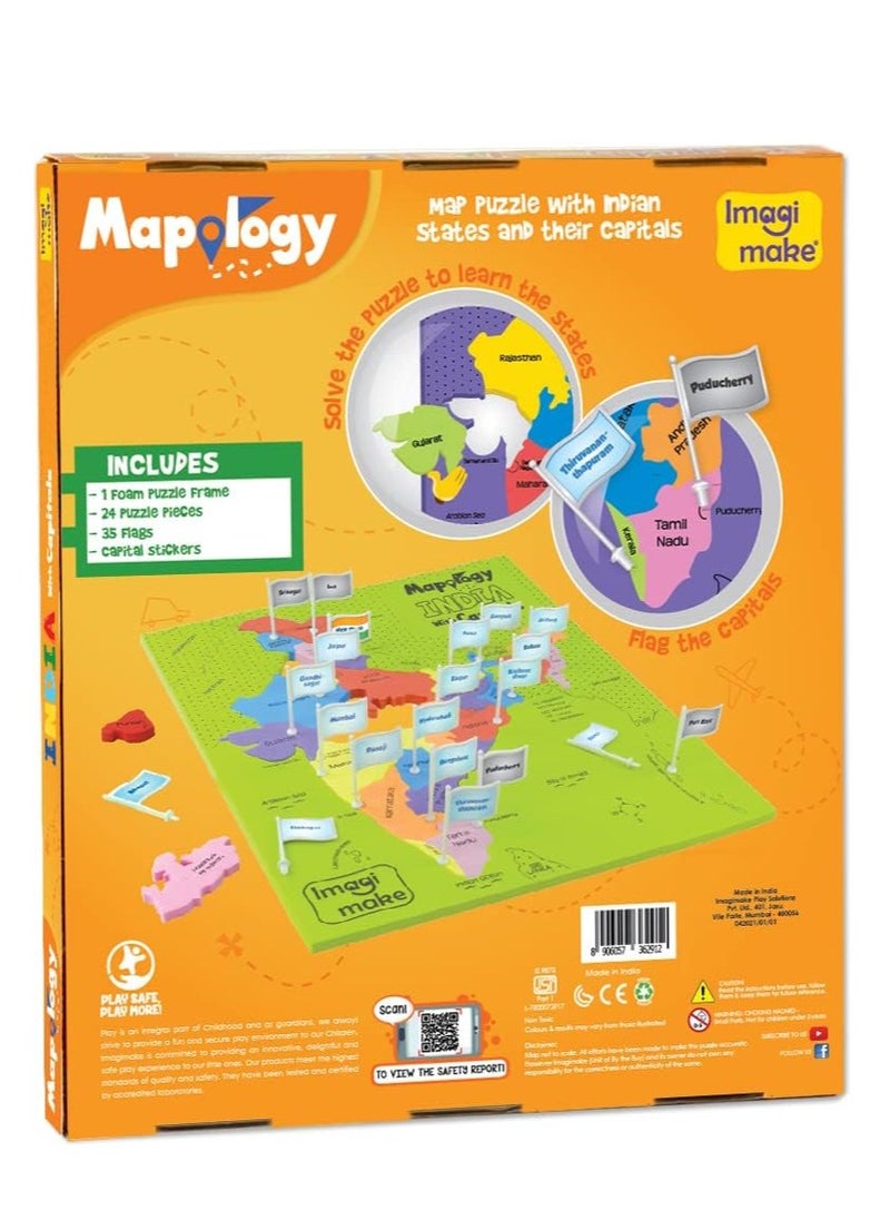 Imagimake: Mapology India With State Capitals –Learn Indian States Along With Capital- Fun Jigsaw Puzzle – Educational Toy For Kids Above 5 Years