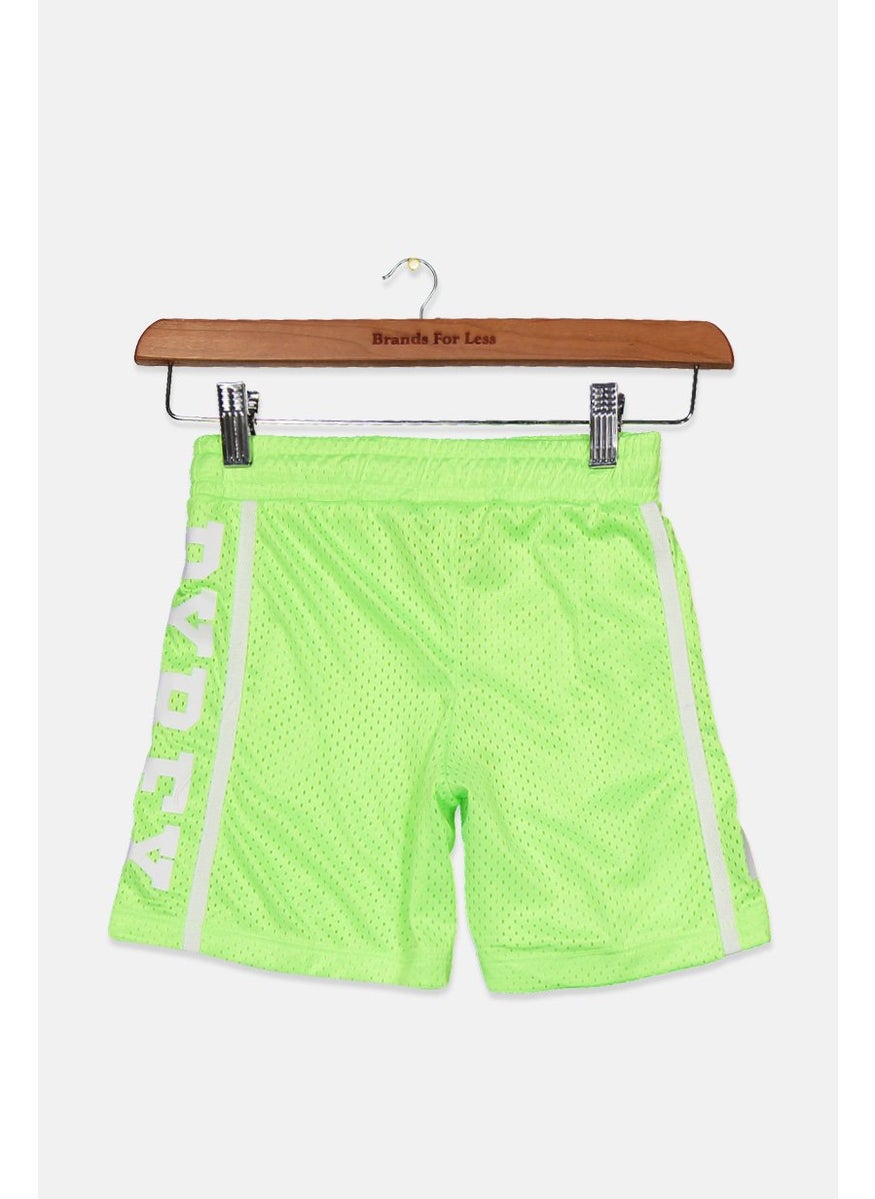 Kids Boy Mesh Bermuda Shorts, Light Green/White