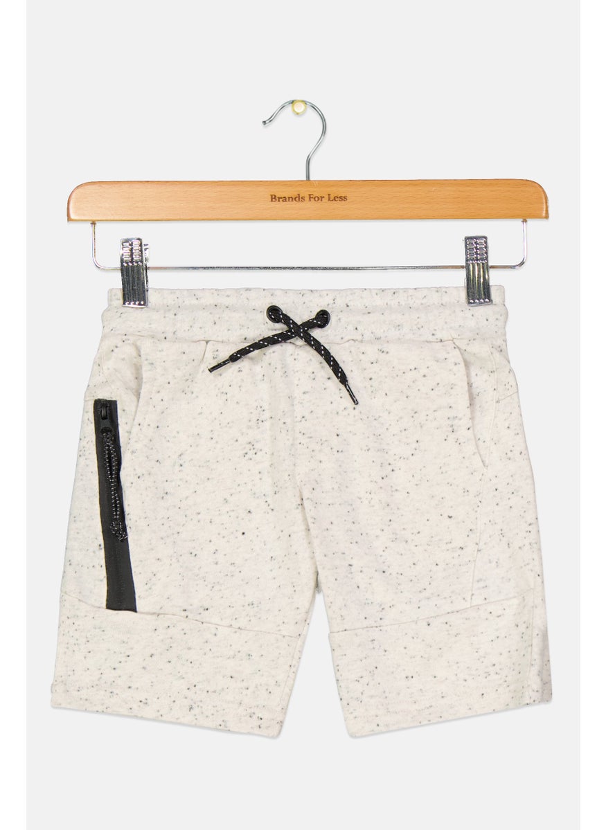 Kids Boy Textured Drawstring Shorts, Beige Combo