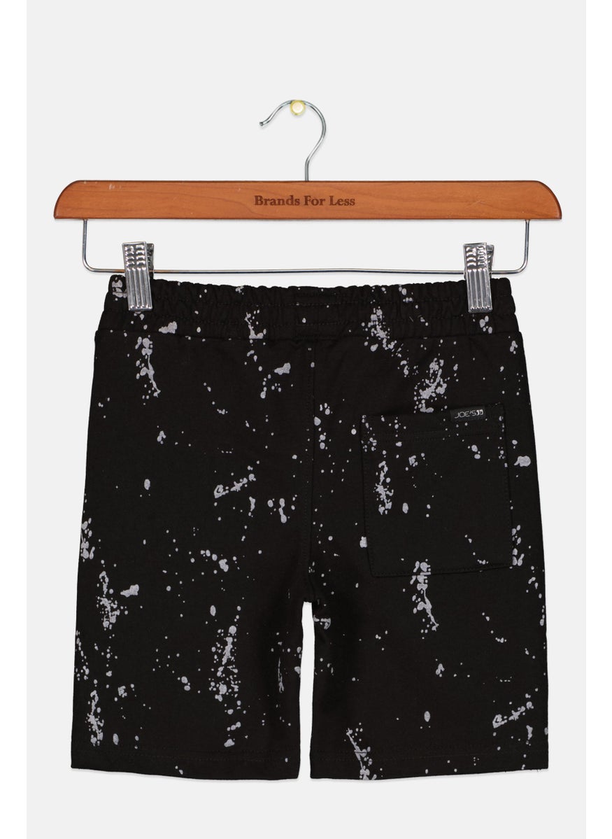 Kids Boy Splatter Paint Basic Shorts, Black Combo