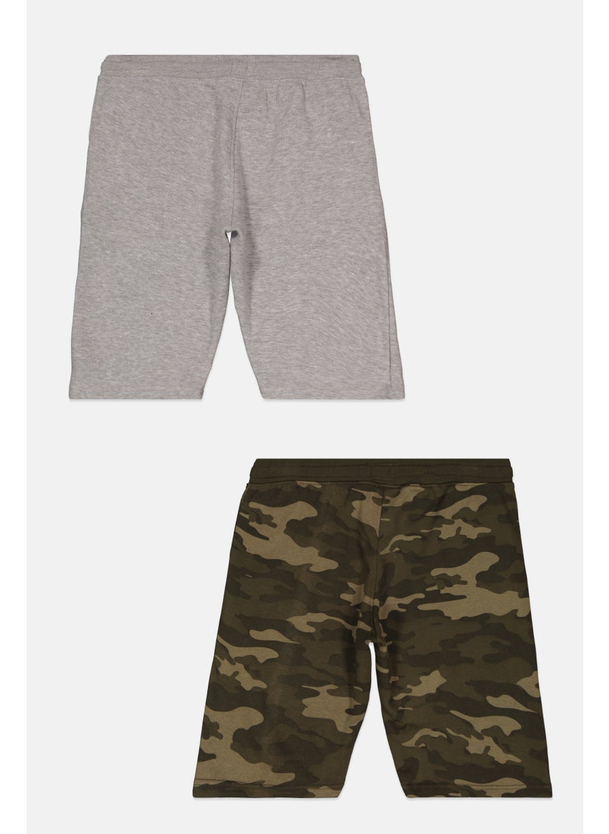 Kids Boy 2 Piece Basic Short, Olive/Grey