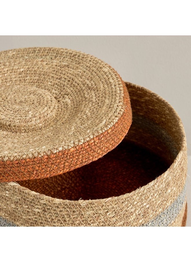 Noir Sea Grass Basket with Lid 27 x 27 x 18 cm