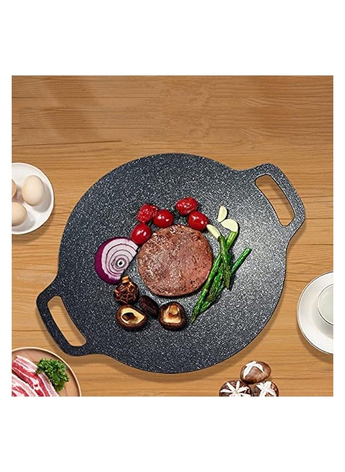 Korean Grill Pan, 6 Layer Round Barbecue Griddle, BBQ Grill Pan with Storage Bag Coating Round Griddle for Indoor Outdoor Cooking for Stove Top, Induction, Gas Cooker (28cm)