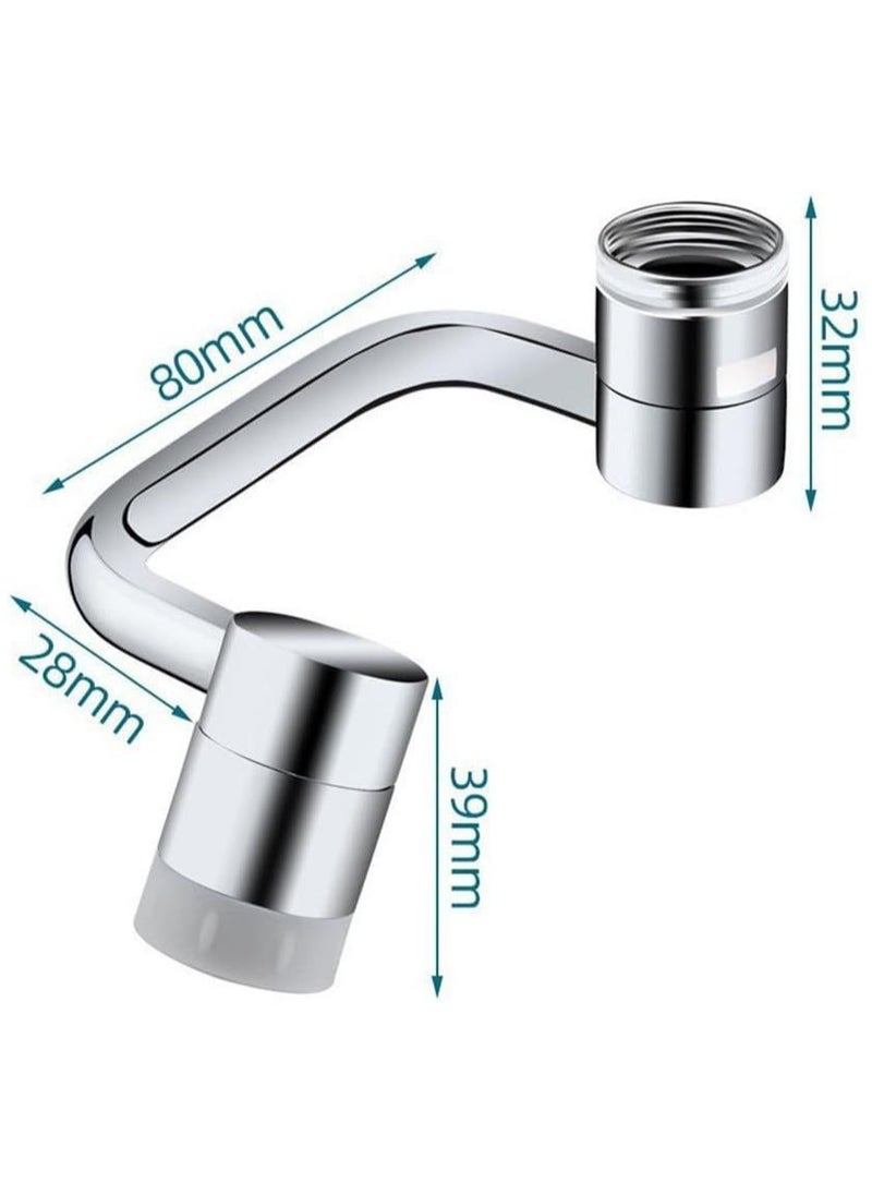 Extended Faucet Head, C-Arm Faucet Aerator, 1080 Degree Rotation, 2 Water Outlets, 55/64 Inch Female Thread, Brushed Brass Design for Bathroom, Kitchen, Bar, Outdoor.