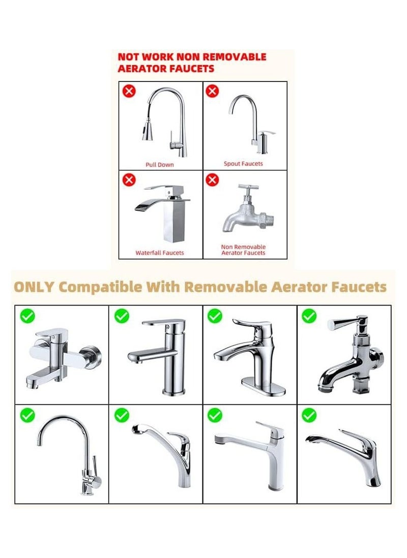 Extended Faucet Head, C-Arm Faucet Aerator, 1080 Degree Rotation, 2 Water Outlets, 55/64 Inch Female Thread, Brushed Brass Design for Bathroom, Kitchen, Bar, Outdoor.